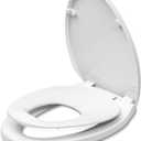Elongated Toilet Seat with Slow Close Seat, Easy Clean, Suitable Standard Elongated or Oval Toilet with Thickened Plastic Lid, Plastic, White
