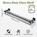 Alise Bathroom Shelf Wall Mounted, Matte Black Large Capacity Glass Shelf for Bathroom, 24 inch