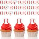 Honeydak 48 Pcs Baseball Cupcake Rings Toppers Decoration Sport Ball Theme Cupcake Picks Baseball Party Decoration Sport Cupcake Toppers Rings for Birthday Party Supplies