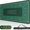 ORIENGEAR Poker Mat 70x35 Inch, 10 Player Poker Table Topper with Non-Slip Rubber Base & Carry Bag, Professional Blackjack Table Top for Texas Holdem, Home Casino Game Nights (Green)