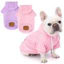2 Pack Dog Hoodie Sweaters for Small Medium Dogs Warm Dog Clothes for Large Dogs Soft Waffle-Like Laminated Sweatshirt Bulldog (Pink+Purple, M/L (Back: 17",Chest: 24.5", Neck: 14.5"))