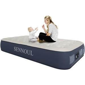 SENNOUL Air Mattress Twin with Built in Pump - 2 Mins Quick Self Inflatable,13"/550lbs Max Blow Up Bed, All Night Stability No Lost AirNo Peculiar Smell for Camping,Home,Guests & Portable Travel