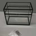 NCYP Large Wedding Glass Cards Box with Slot and Lock for Reception - 12x9.4x8.4 Inch - Keepsake Card, Envelope Holder - Birthdays Party Decor, Centerpiece, Black (Glass Box Only)