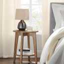 VASAGLE MAEZO Collection - Side Table, 2-Tier Small Round End Table, Nightstand with Tapered Legs, Curved Transitions, for Small Spaces, Living Room, Bedroom, Honey Brown ULET283T41