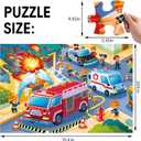 Jumbo Floor Puzzle for Kids,Fire Rescue Jigsaw Large Puzzles,48 Piece Firefighter Fireman Fire Truck Puzzle for Toddler Ages 3-5,Children Learning Preschool Educational Toys,Gift for 4-8 Years Old