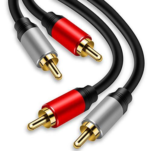 Tan QY 2RCA to 2RCA Cable 25Ft, Gold-Plated 2 RCA Male to 2 RCA Male Stereo Audio Cable for Home Theater, HDTV, Gaming Consoles, Hi-Fi Systems (25Ft/8M)