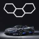 LZHOME LED Hexagon Garage Lights: 15900LM Super Bright 3 Hexagon LED Lights Car Detailing Hexagonal Light for Garage Workshop Warehouse Basement Gym (White)