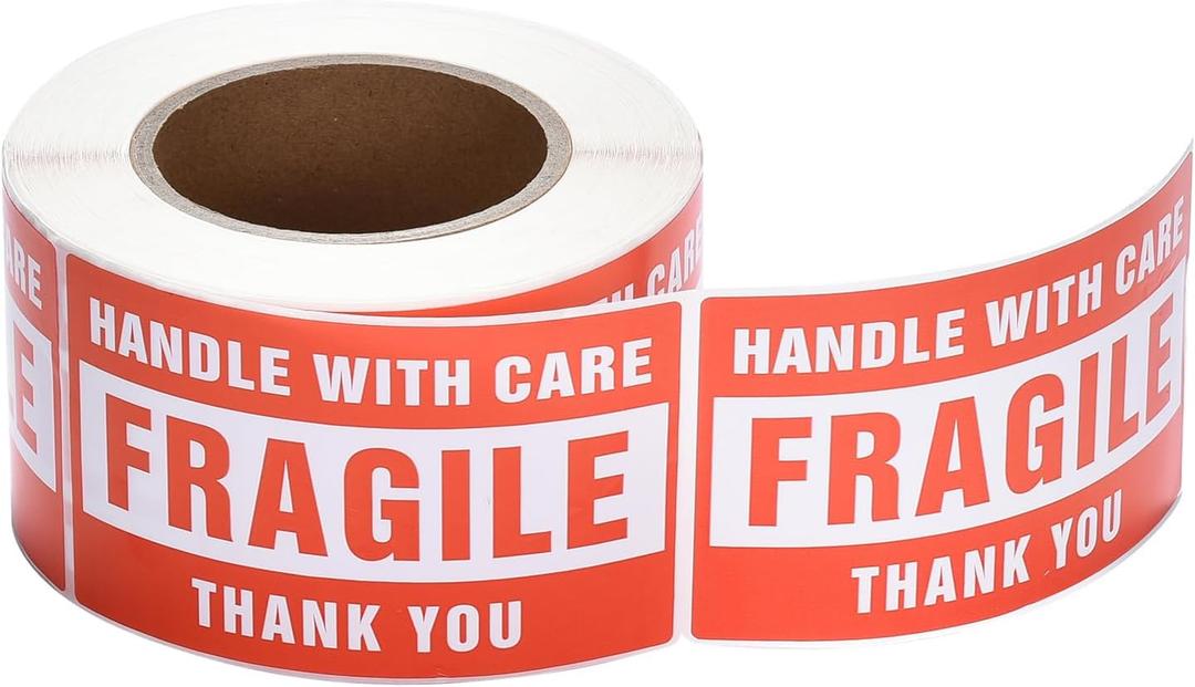 Pacific Mailer Fragile Stickers for Shipping 3in x 2in Handle with Care Labels (1 Roll, 500 per Roll)