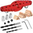 42PC Dowel Jig Kit for Floating Shelf Bracket, Drill Guide for Straight Holes with Drill Bit Set 1/2" 1/4", 5/16", 3/8" Drill Bit Set, Centering Hole Drill-Doweling Jig for Woodworking