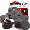 X-Protector Non Slip Furniture Pads for Hardwood Floors 32 PCS 2 - Round Anti Slip Furniture Pads - Self-Adhesive Rubber Furniture Pads Non Slip - Ideal Furniture Stoppers to Prevent Sliding!