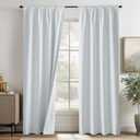 RYB HOME White 100% Blackout Curtains, Thermal Insulated Heat & UV Blocking Total Room Darkening Privacy Drapes for Bedroom Dining Living Room, Width 42 by Length 84, White, 2 Panels