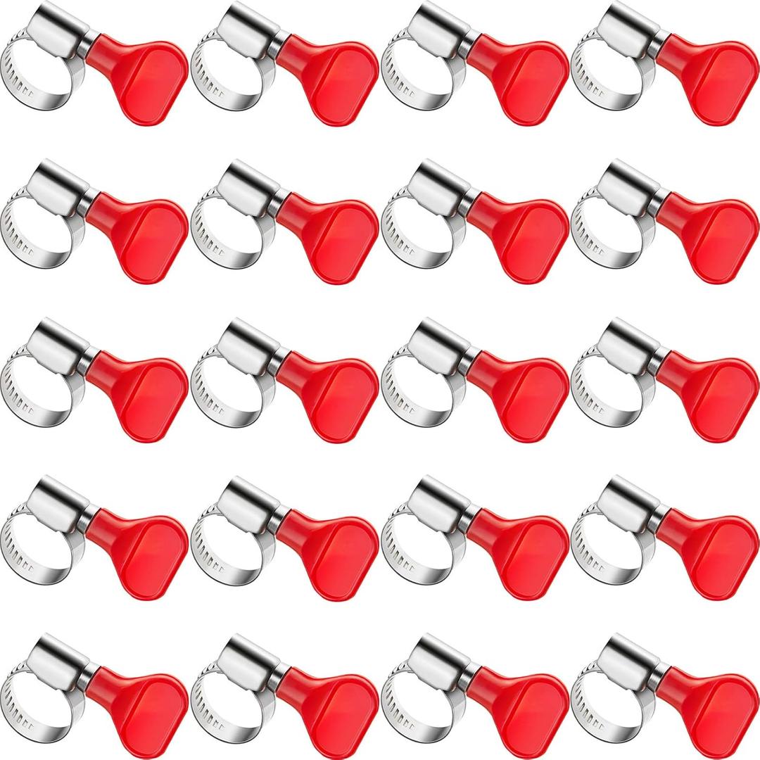 20 Pcs Worm Gear Hose Clamps10-16mm Adjustable Range Small Beer Line Clamps Bulk Stainless Steel Worm Gear Hose Clamp with Plastic Handle for Home Brewing Beer Line Pipe Plumbing Mechanical