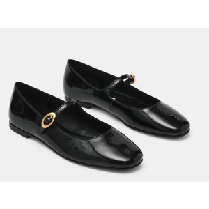 Steve Madden Lolli Black Patent Mary Jane Ballet Flats, Black, Size 4
