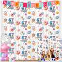 LZLANZHI 2 Pack Donut Theme Birthday Party Supplies Funny 6 7 Meme Decorations 3.3x6.6ft Tinsel Foil Fringe Curtain White Photo Booth Prop Six Seven Backdrop Streamer Decor for Kids
