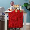 Christmas Trees Elk Table Runner 13 x 72 Inch Red Christmas Soft Plush Faux Fur Jacquard Table Runner Xmas Holiday Decoration for Home Kitchen Dining Party Decor Indoor Outdoor