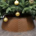 Blissun Christmas Tree Collar, 28.7" D Round Plastic Christmas Tree Ring, Christmas Tree Skirt for Artificial Christmas Trees Decoration (Brown) (Brown)