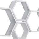 PHOENANCEE Hexagon Floating Shelves,Wall Mounted Wood Farmhouse Storage Honeycomb Wall Shelf Set of 5,for Bathroom, Kitchen, Bedroom, Living Room,Office,Driftwood Finish (Weathered White)