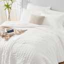 CozyLux King Size Comforter Set White Seersucker 7 Pieces Bed in a Bag King Comforter Set with Sheets, Luxury Soft Bedding Sets with Down Alternative Comforter, Sheets, Pillowcases & Shams All Seasons