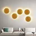 3 Pack Round Warm White LED Wall Sconce Lighting Lamps Indoor Wooden Wall Lights Fixture Night Lamp for Living Room Bedroom Hallway Kitchen Bathroom Home Decor (Diameter-7.5"-8W)