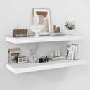 Fun Memories Floating Shelves - 2 Pack 12 Inch Rustic Wooden Wall Shelves - Extra Deeper & Thicker Wall Mounted Storage Shelf for Living Room, Kitchen, Farmhouse - 36" W x 12" D x 1.8" H - White