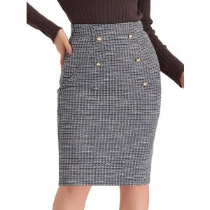 Allegra K Women's 1piece Tweed Skirt Pencil Skirt Elegant Business for Women, Medium Black