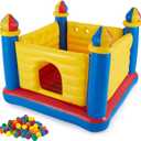 Intex 48259EP Inflatable Colorful Jump-O-Lene Indoor/Outdoor Bouncer Kids Ball Pit W/100-Pack Plastic Ballz