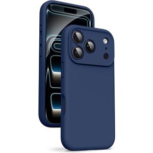 Supdeal Liquid Silicone Case for iPhone 17 Pro Max - [Camera All-Round Protection] [Soft Microfiber Lining Anti-Scratch] 4 Layer Full Covered Shockproof Gel Rubber Phone Case Cover, 6.9", Navy Blue
