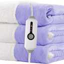 RALYSUN Electric Heated Blanket Throw Size 50"x60" - Dual-Sided with Microplush & Sherpa Fabric, 4 Heat Settings & 3 Hours Auto Off, Machine Washable - Light Purple