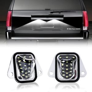 LED Rear License Plate Lights for 2007-2014 Chevy Suburban Tahoe GMC Yukon Cadillac Escalade ESV Tag Lamp Assembly, 6000K White 2PCS