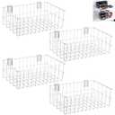 Hicarer 4Pcs Metal Slatwall Baskets and Bins Set Hanging Storage Baskets for PVC Slatwall Mounted Accessories Storage Display on Garage Panels(14.5x8.5x5,White)