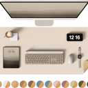 YSAGi Double-Sided Desk Pad, 35.4"x17" Leather Desk Mat, Eco Cork Desk Pad Protector,Large Mouse Pad,Waterproof Desk Blotter for Office/Home (Beige/Cork)