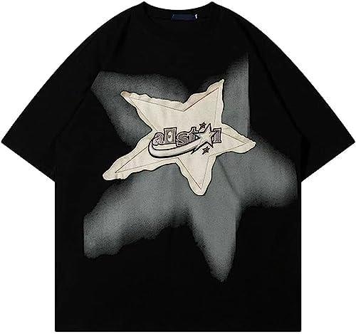 Y2K 90s Vintage Oversized T Shirts Star Graphic Tees Y2k Casual Unisex Streetwear Grunge Aesthetic Tops Clothes, 2