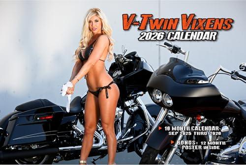 2026 V-Twin Vixens Motorcycle Deluxe Wall Calendar, with Free Poster, 2025-2026, 17x28" On Wall