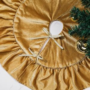 Mini Christmas Tree Skirt Velvet Plush Tiny 20 Inch Gold Tree Skirts Luxury Miniature Thick Fur Tree Skirt Vintage Xmas Tree Skirts Table Top Trees Decorations for Christmas Party Winter