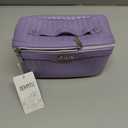 BOYATU Travel Makeup Bag Cosmetic Bags for Women: Large Capacity 3 Pcs Set Make up Bag with Compartments - Waterproof Vegan Leather Toiletry Organizer Bags with Handle (L01 Purple)