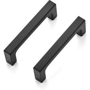 Ravinte Square Cabinet Handles 10 Pack, Solid Kitchen Cabinet Pulls Drawer Pulls Kitchen Cabinet Hardware Flat Handles, 3 Inch, Matte Black