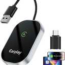 Wireless Carplay Adapter, 2025 Upgrade Converts Wired to Wireless Adapter for iPhone, Auto Connect Dongle for Apple Car Play, Bluetooth No Delay Control for Cars from 2016 and iOS 10+, Silver