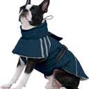 FUAMEY Dog Cold Weather Coats,Dog Winter Jackets for Medium Dogs Warm Dogs Coat with Reflective Strips Waterproof Pet Snowsuit Thick Paded Pets Vest for Boston Terrier French Bulldog Blue M