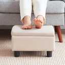 Small Foot Stool Under Desk Foot Stools Ottoman Footstool Foot Stools Small Footstools Foot Stool for Living Room Foot Rest 15" W x 12" D x 9.5" H Linen Beige