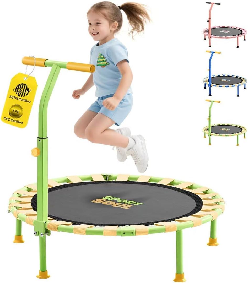 SPORTSOUL 36'' Mini Trampoline for Kids 3-6, Foldable & Spring-Free