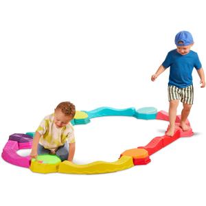 B. toys  Balance Beam for Kids  Musical Games & Activities  5 Sensory Stones, 8 Wavy Beams & 1 Musical Pod  Indoor & Outdoor Active Play  3 Years +  Balance & Groove Set (Colorful)
