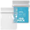 1.25 x 1.25 inches, 2.5 Mil Clear Reclosable Zip Bags, Case of 100 GPI Brand