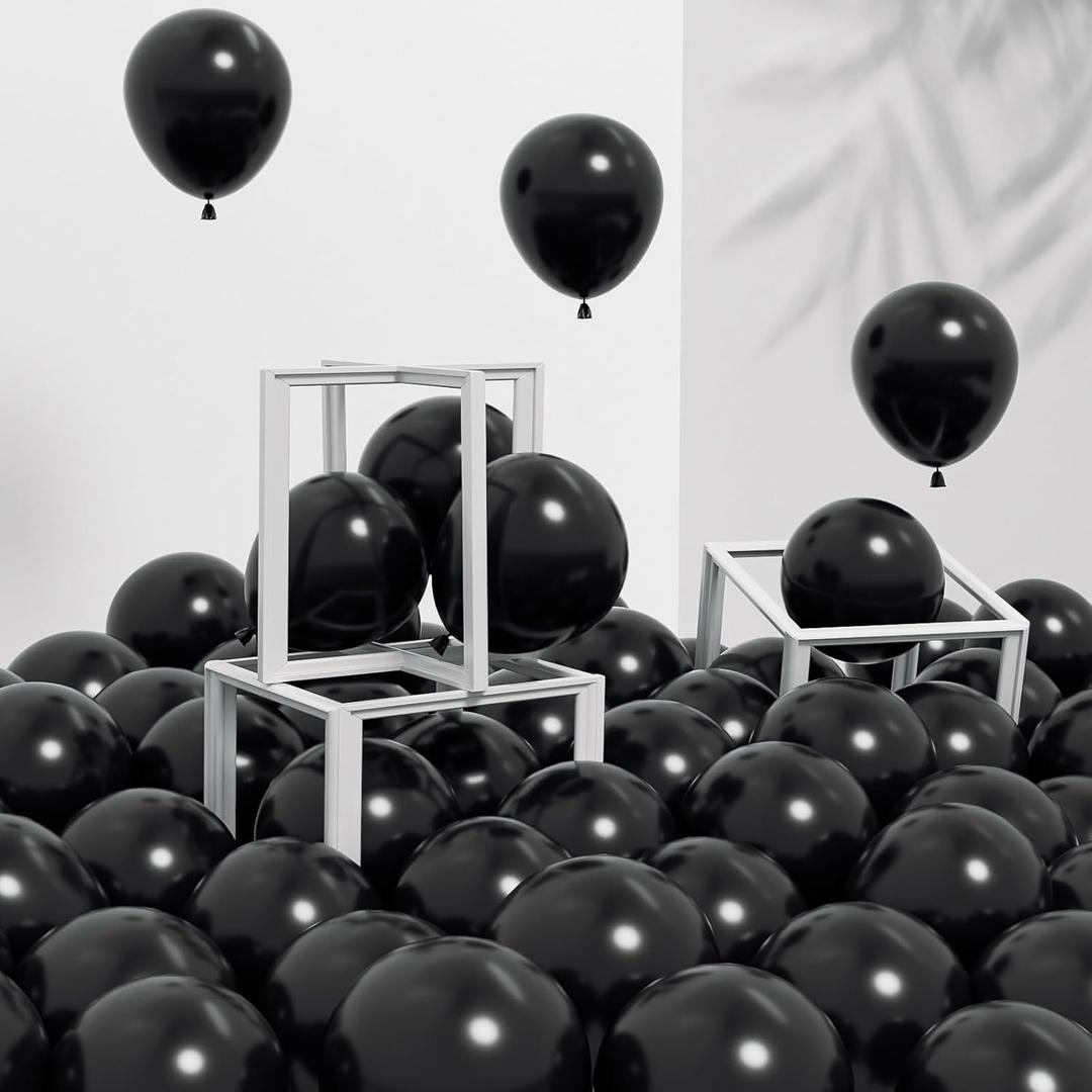 Awenztech 120pcs 5 inch Black Balloons, Small Black Latex Balloons for Graduation Halloween Birthday Party Decorations