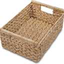 VATIMA Hyacinth Medium Wicker Basket 13.6x9.5x5.6" - With Handle, Living Room Decor, Rectangular Design