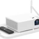 Projector Shelf for Wall, 16.5" × 11" Projector Wall Mount, Solid Wood Projector Mount, Floating Shelf for Router, TV Cable Box, Game Console, DVD Player, Modem, Holds Up to 25lbs, White