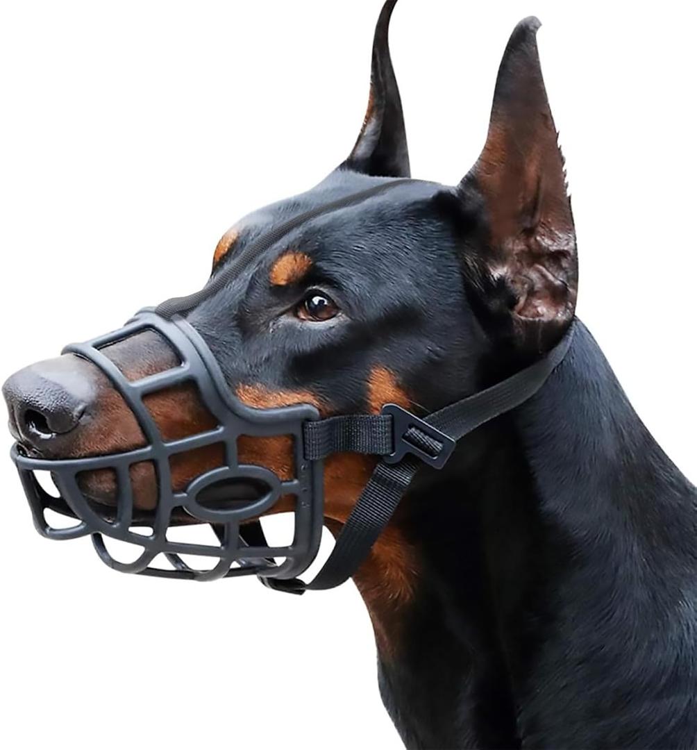 Dog Muzzle, Breathable Basket Muzzles for Small, Medium, Large and X-Large Dogs, Stop Biting, Barking and Chewing (L - Springer Spaniel, Black)