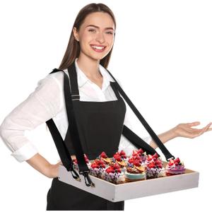 Wooden Snack Trays with Strap 15 x 11 x 2 Inch Movie Night Party Serving Trays Usherette Popcorn Drink Beverage Carrier for 20's Theme Costume Carnival Valentines St. Patricks Day Prop(White)