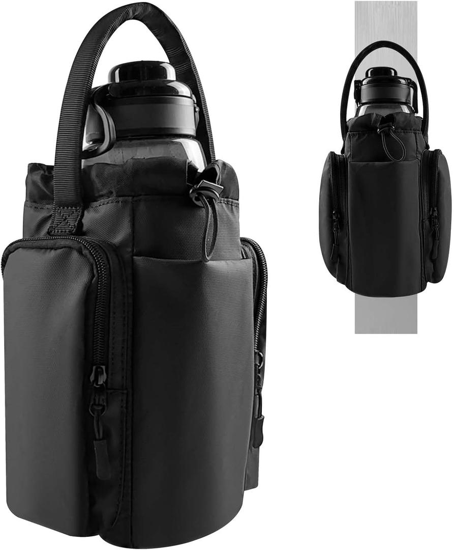 Magnetic Gym Bag for Men and Women, Magnetic Water Bottle Holder, Sling Sport Bag for Travel, Work, Fitness, Black