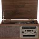 Crosley CR7023A-WA Serenade 8-in-1 Vinyl Record Player with 3-Speed Turntable, Bluetooth, AM/FM Radio, CD, Cassette, and Aux-in, Walnut