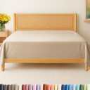 Twin XL Size Flat Sheet - College Dorm Top Flat Bed Sheet Only - Ultra-Soft, Breathable & Cooling - Fade & Wrinkle Resistant - Easy-Care, Stain & Shrink Resistant Bedding - Easy-Fit & Oeko-Tex - Cream